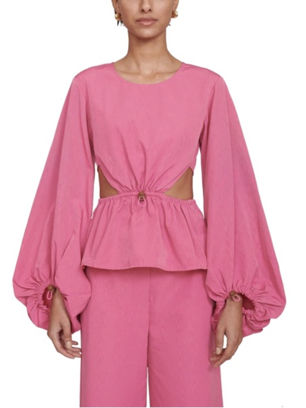 Stunning staud Women's Pink Cutout Peplum Top size small nwot